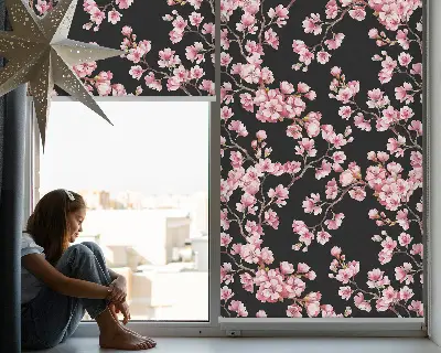 Estores de rolo blackout para porta de varanda Flores da árvore