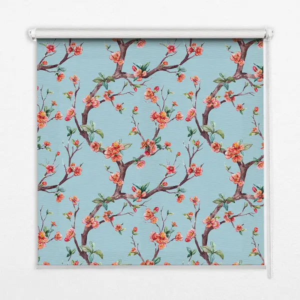 Estores de rolo em tecido blackout botões de flores de árvores