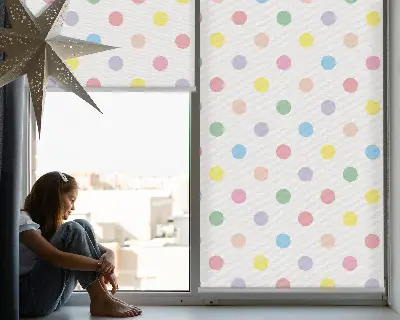 Estores de rolo interiores blackout para janela Pontos coloridos