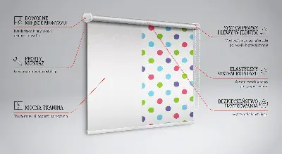 Estores de rolo interiores blackout para janela Pontos coloridos
