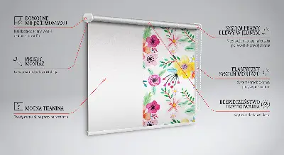Estores de rolo em tecido blackout flores pintadas