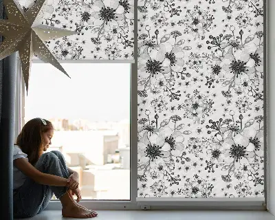 Estores de rolo interiores blackout para janela Flor desenhada