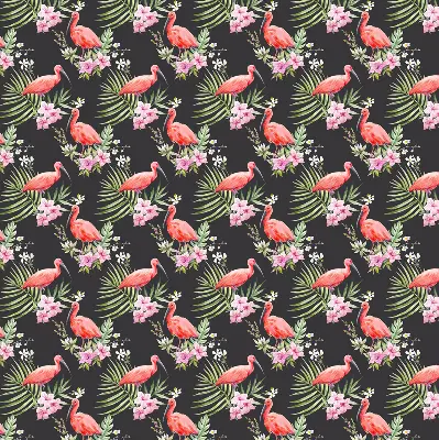 Estores de rolo em tecido blackout Flamingos em plantas