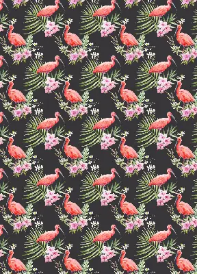 Estores de rolo em tecido blackout Flamingos em plantas