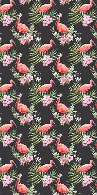 Estores de rolo em tecido blackout Flamingos em plantas