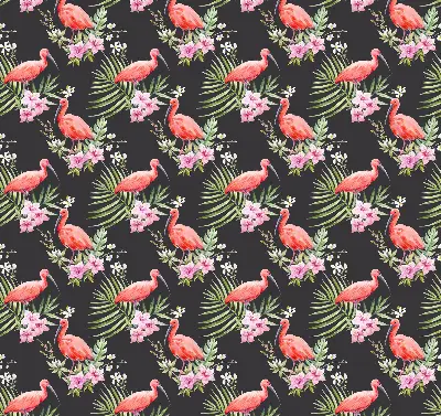 Estores de rolo em tecido blackout Flamingos em plantas