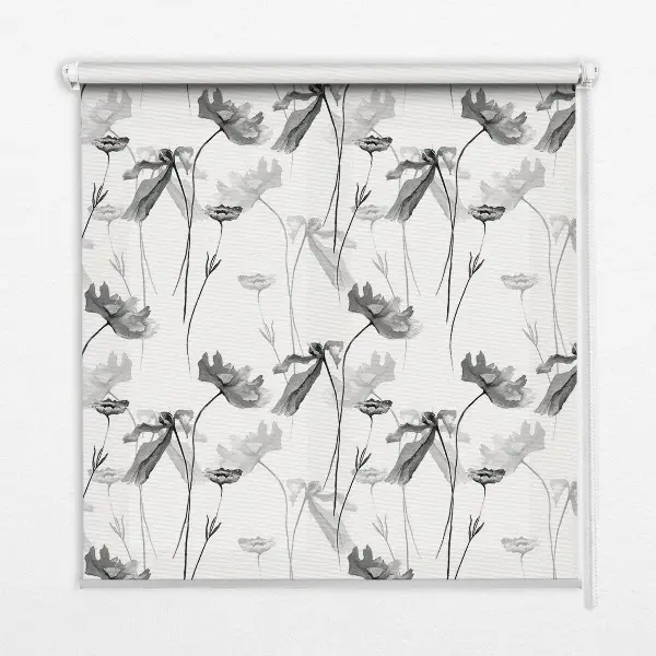Estores de rolo blackout para janela flores desenhadas