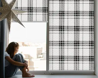 Estores de rolo interiores blackout Tartan cinza