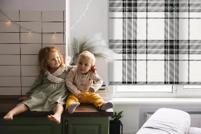 Estores de rolo interiores blackout Tartan cinza