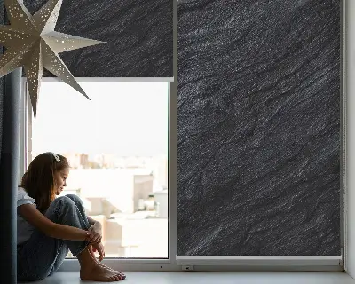 Estores de rolo blackout para porta de varanda Textura preta