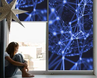 Estores de rolo blackout para janela Pontos azuis conectados por linhas
