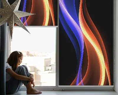 Estores de rolo interiores blackout Animação laranja e azul