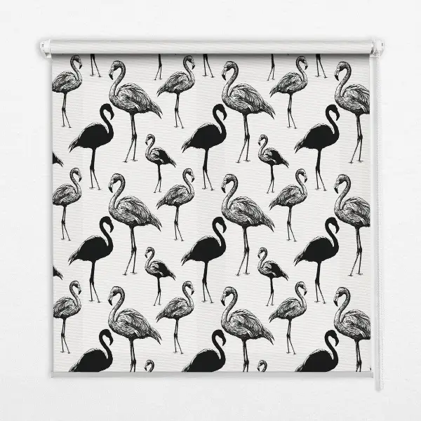 Estores de rolo blackout para porta de varanda flamingos pretos