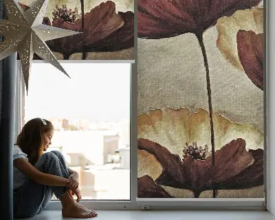 Estores de rolo interiores blackout para janela Flores