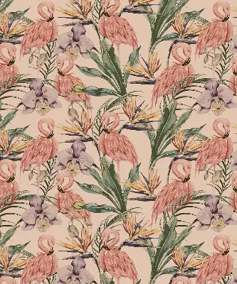 Estores de rolo interiores blackout para janela Flamingos e flores