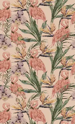 Estores de rolo interiores blackout para janela Flamingos e flores