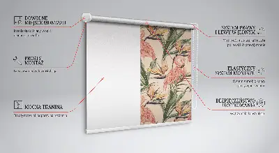 Estores de rolo interiores blackout para janela Flamingos e flores