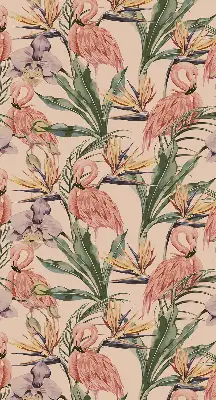 Estores de rolo interiores blackout para janela Flamingos e flores