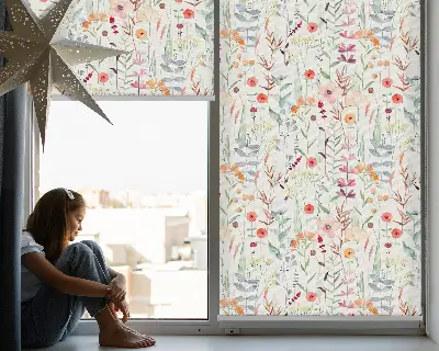 Estores de rolo interiores blackout para janela Flores coloridas