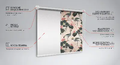 Estores de rolo blackout para porta de varanda Garça em fundo rosa