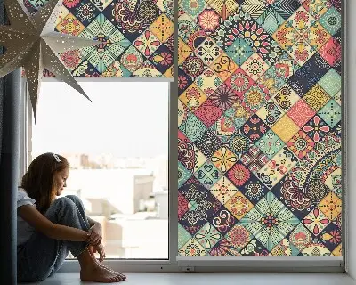 Estores de rolo interiores blackout para janela Azulejos coloridos