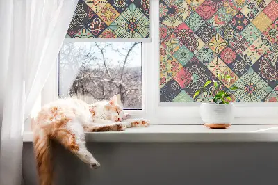 Estores de rolo interiores blackout para janela Azulejos coloridos