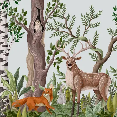 Estores de rolo interiores blackout Animais da floresta