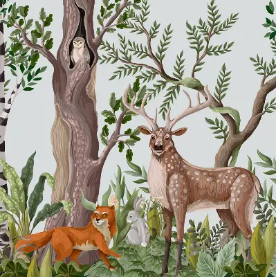 Estores de rolo interiores blackout Animais da floresta