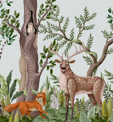 Estores de rolo interiores blackout Animais da floresta