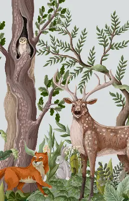 Estores de rolo interiores blackout Animais da floresta