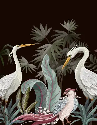 Estores de rolo interiores blackout para janela Pássaros nas folhas