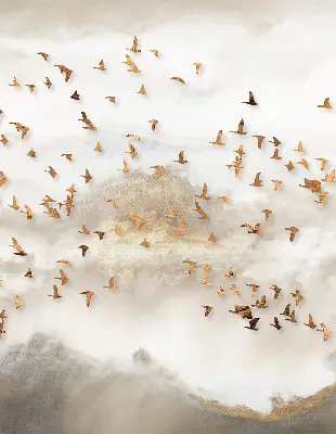 Estores de rolo em tecido blackout Um bando de pássaros