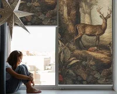 Estores de rolo interiores blackout para janela Animais na floresta