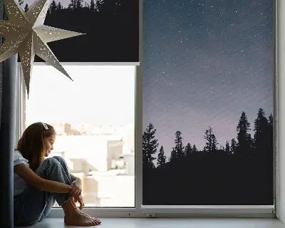 Estores de rolo blackout para porta de varanda Céu estrelado