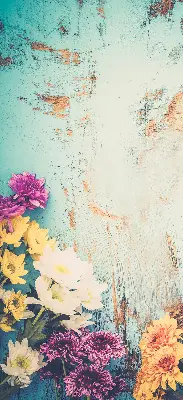 Estores de rolo blackout para porta de varanda Flores em um fundo azul