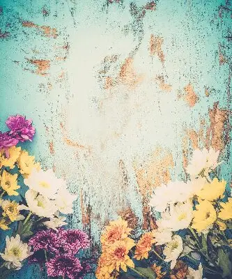 Estores de rolo blackout para porta de varanda Flores em um fundo azul