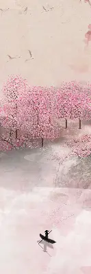 Estores de rolo interiores blackout para janela Jardim das Cerejeiras em Flor