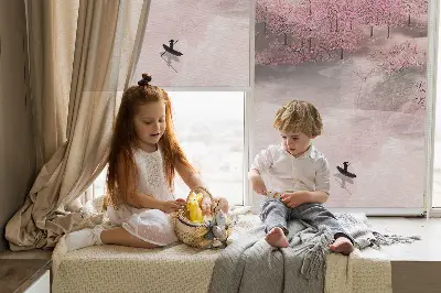 Estores de rolo interiores blackout para janela Jardim das Cerejeiras em Flor