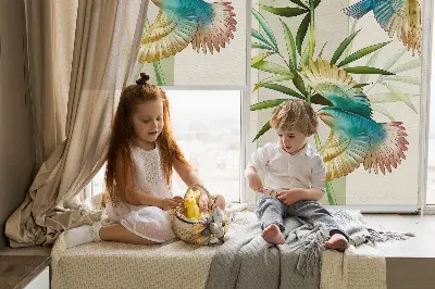 Estores de rolo interiores blackout para janela Pássaros nas folhas