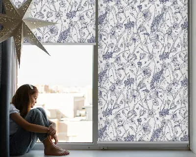 Estores de rolo blackout para porta de varanda Flores silvestres