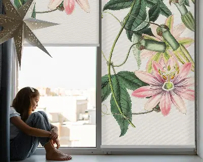 Estores de rolo blackout para janela Flor rosa