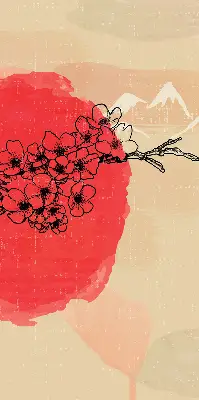 Estores de rolo em tecido blackout Flores em um círculo vermelho