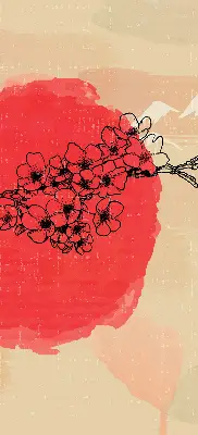 Estores de rolo em tecido blackout Flores em um círculo vermelho