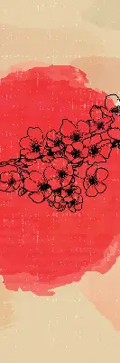 Estores de rolo em tecido blackout Flores em um círculo vermelho