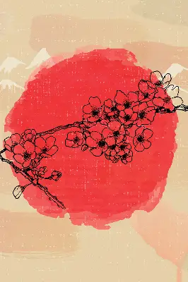 Estores de rolo em tecido blackout Flores em um círculo vermelho