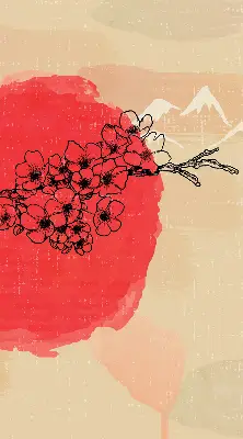 Estores de rolo em tecido blackout Flores em um círculo vermelho
