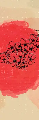 Estores de rolo em tecido blackout Flores em um círculo vermelho