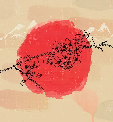 Estores de rolo em tecido blackout Flores em um círculo vermelho