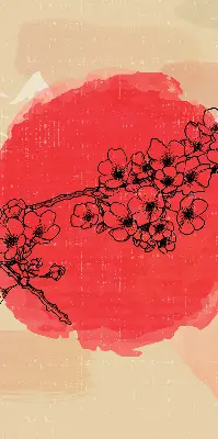 Estores de rolo em tecido blackout Flores em um círculo vermelho