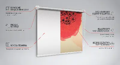 Estores de rolo em tecido blackout Flores em um círculo vermelho